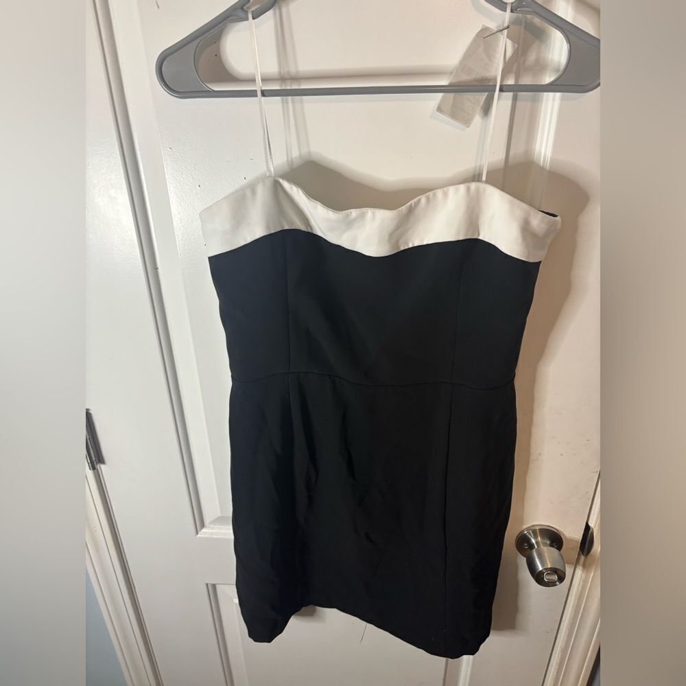 Amanda Uprichard Black and White Strapless Mini Dress - Picture 3 of 5
